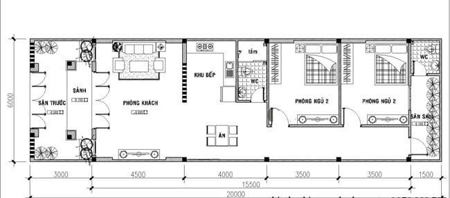 Nhà cấp 4 diện tích 5x20