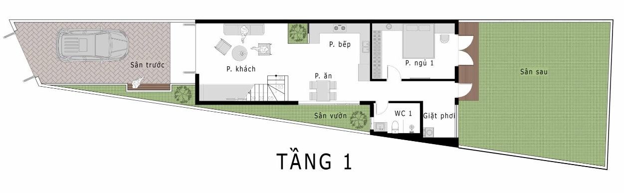 Nhà cấp 4 nở hậu